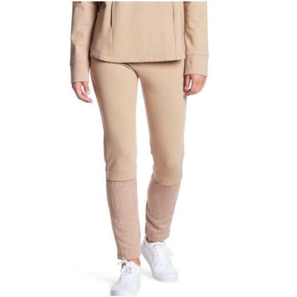 Lime & Vine Women's High Rise Kylie Word Knit Panel Legging Pants Tan Size Large